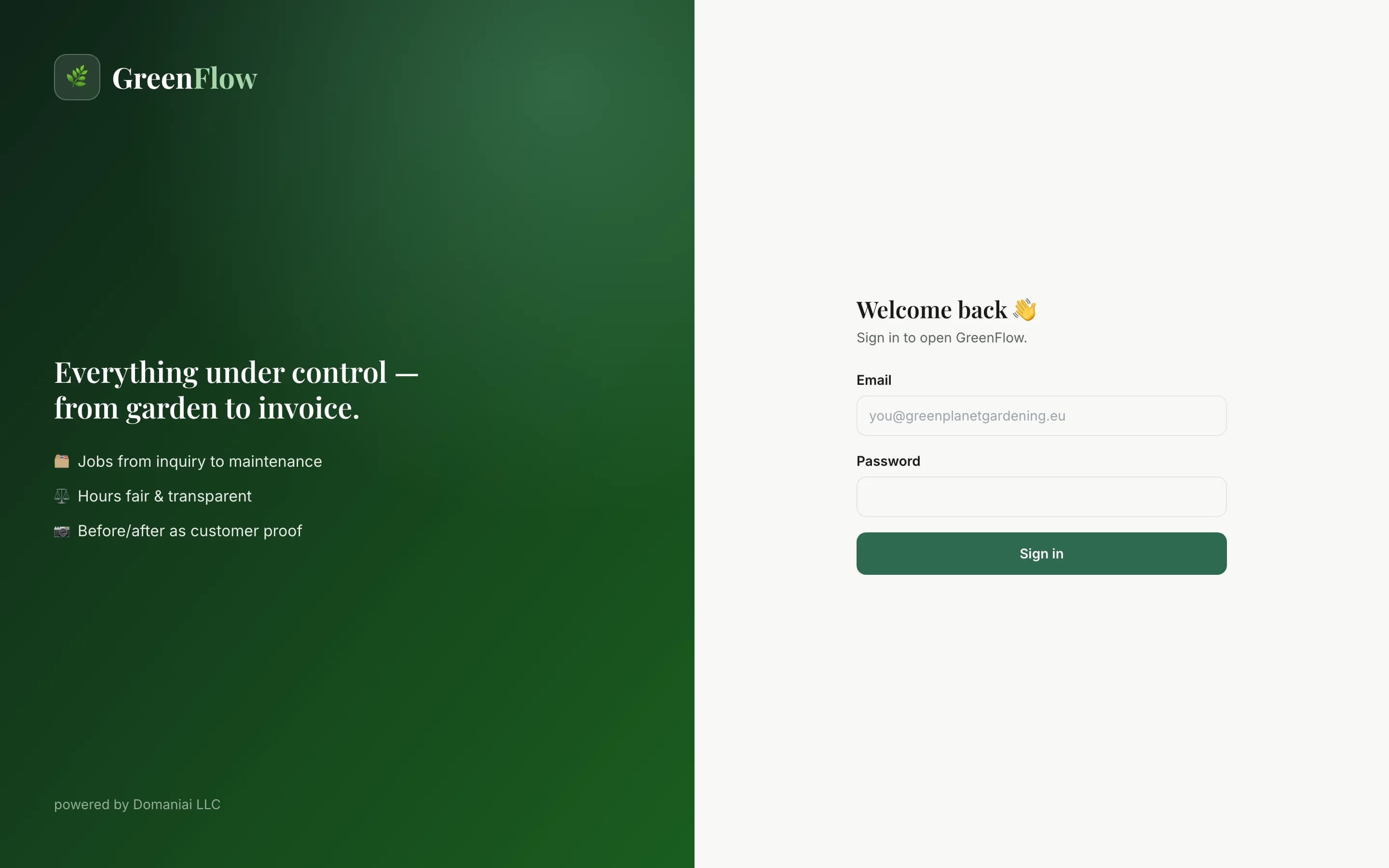 GreenFlow — From job to invoice, for the same landscaping team